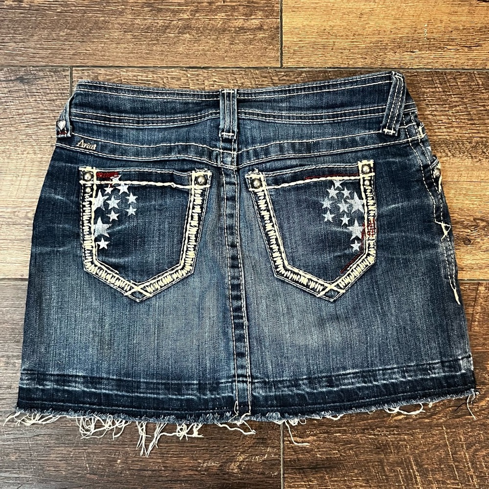 Ariat Faded Blue Denim Mini Skirt with Star Pocket Embroidery